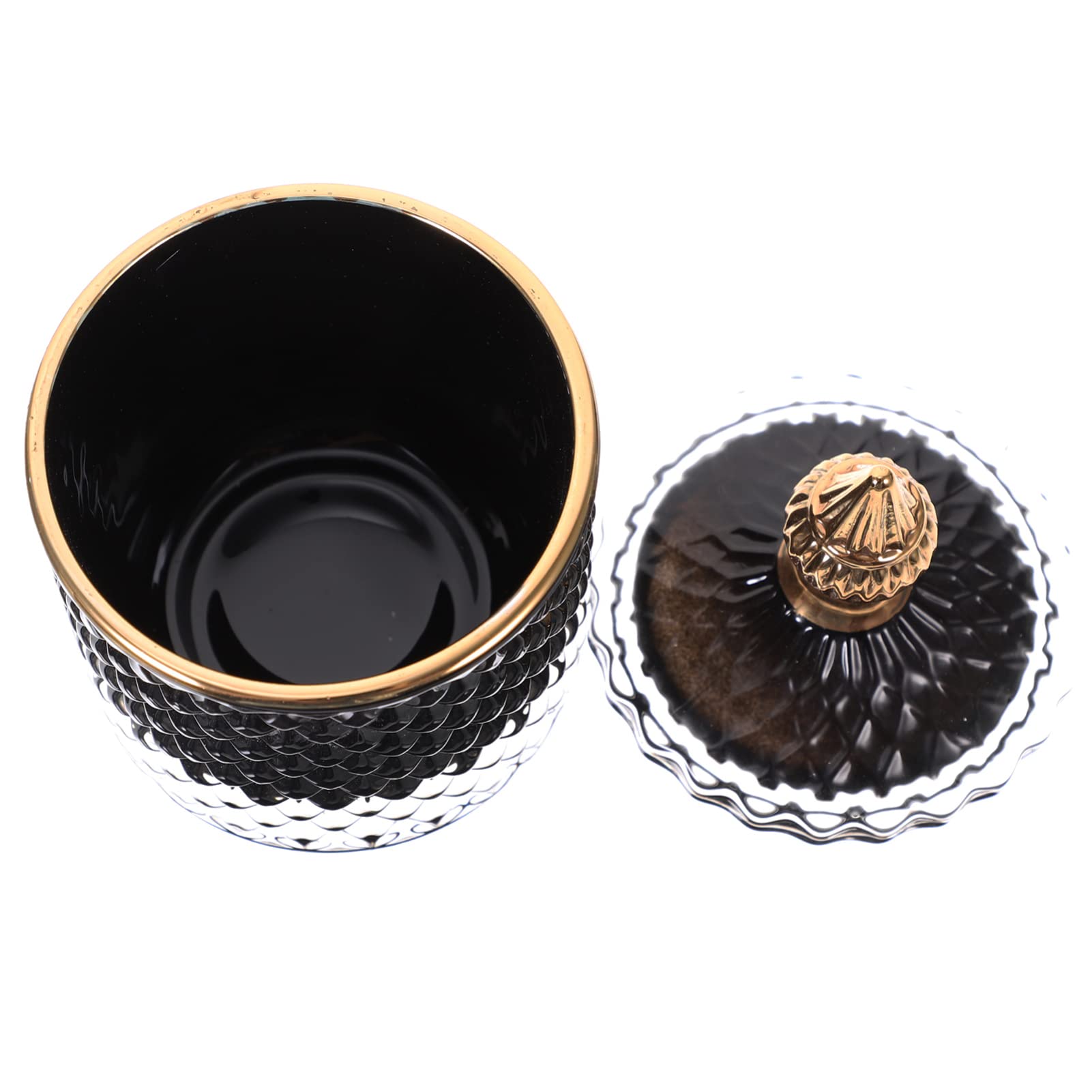 Garneck Glas Vorratsdose mit Deckel Schwarz Bonboniere Süßigkeiten Dose Schmuckdose Zuckerdose Wattepadspender Schmuck Perlen Candy Schokolade Aufbewahrung Multifunktional Organizer