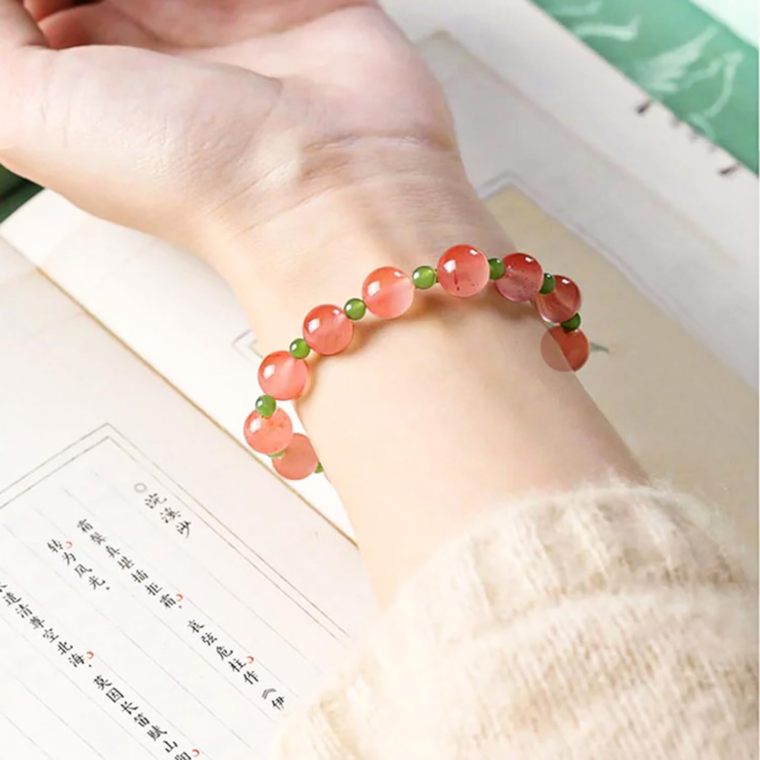 Braccialetto da donna in giada Hotan naturale rosso meridionale, elastico, fatto a mano, braccialetto fai da te, regalo