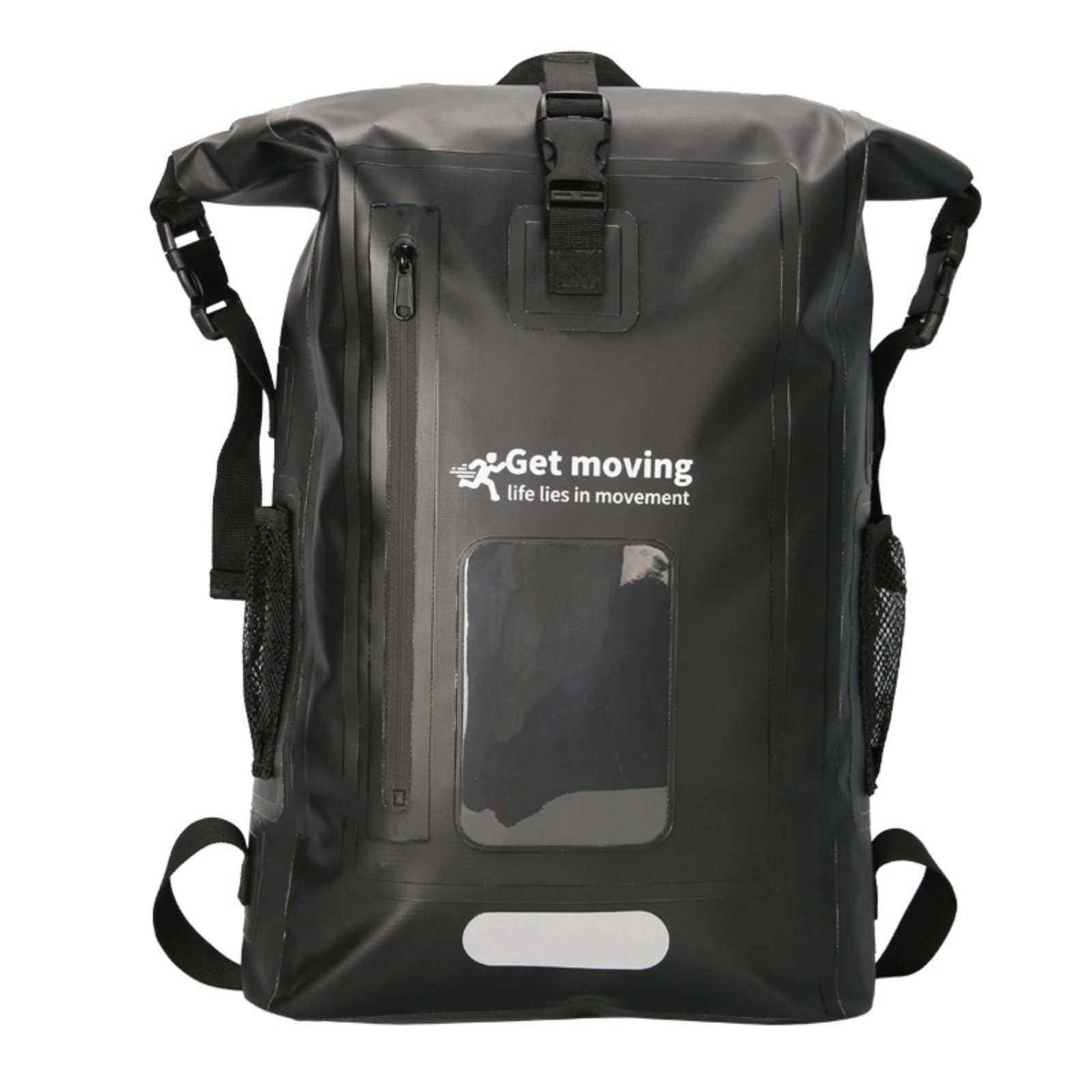 Zaino Impermeabile da Zaino Roll-Top Spazioso Borsa per Viaggiatori, Escursionisti, Trekking, Sportivo/Casual, Array, Nero