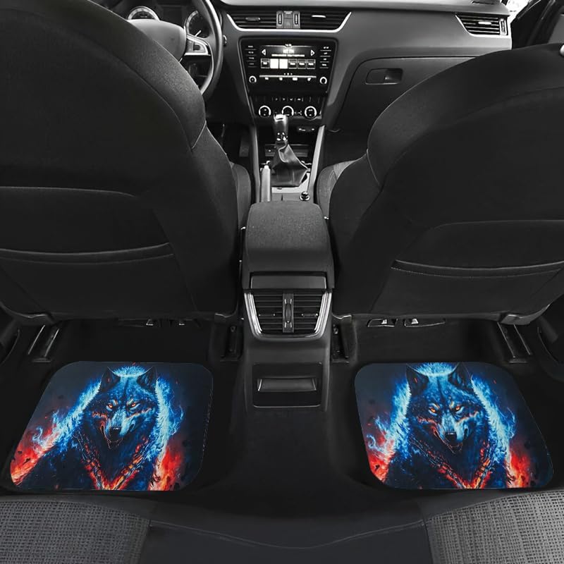 4 Pieces Car Floor Mats, Wolf Galaxy Print Vehicle Floor Protection Rugs Car Mats with Anti-Slip Backing, All Weather Protection, Univerdal Fit for Automotive SUV, Sedan, Van,Car Accessories - Image 3