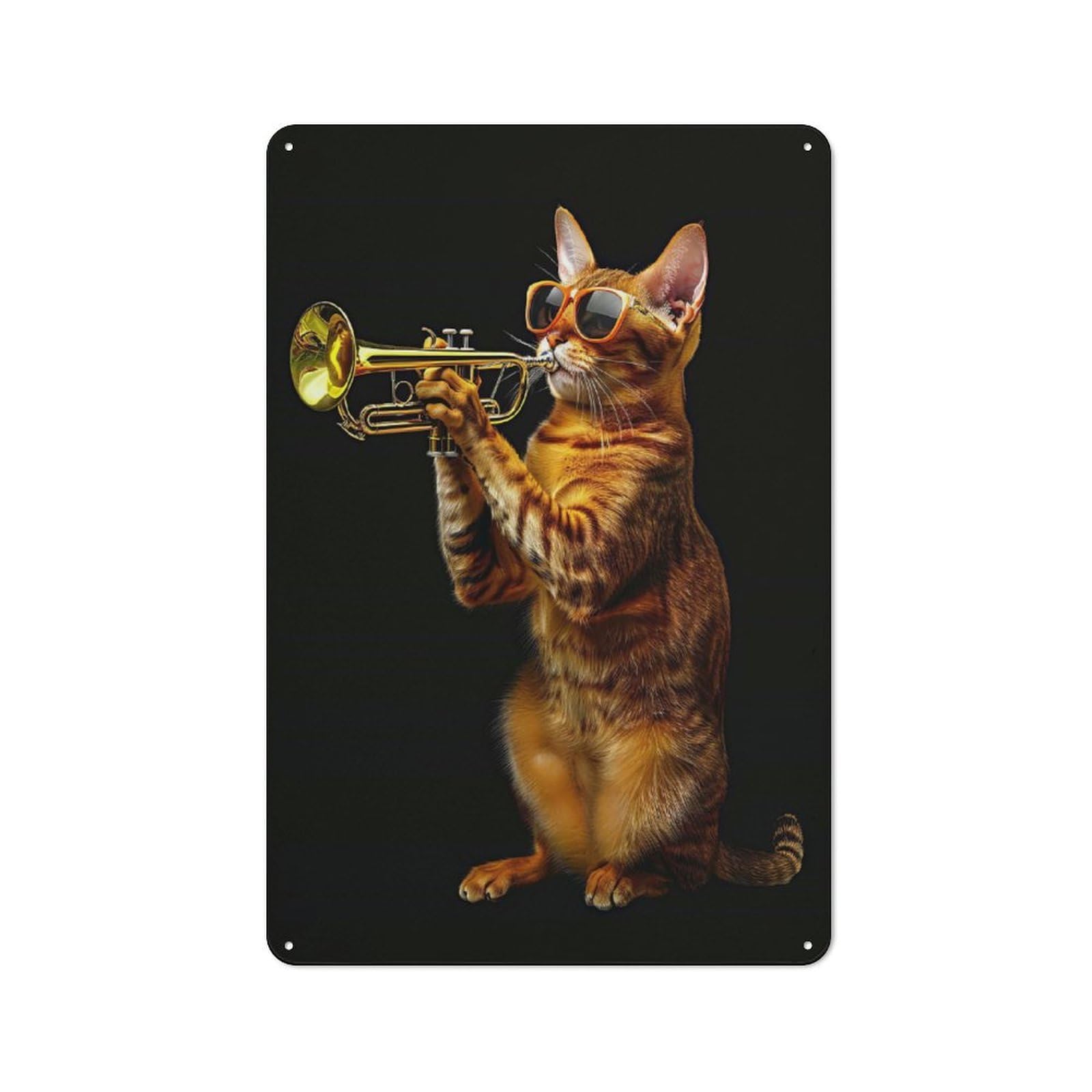 Junmoney Style-5 Abyssinian Trumpet Rustic Printed Metal Sign 30X20cm For Bar Or Restaurant, For Bar Decor Enthusiasts