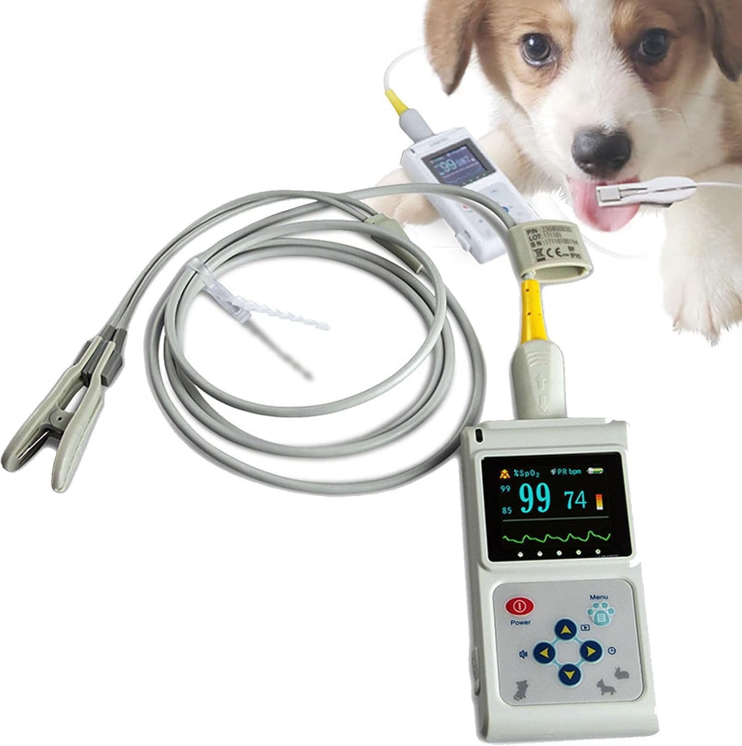 Pulsossimetro Veterinario, Apparecchiatura Digitale Portatile Per Pulsossimetro Animale, Sensore Orecchio/lingua, Monitor Della Frequenza Del Polso SPO2, Per Cani E Gatti Da Compagnia Sonda Linguale