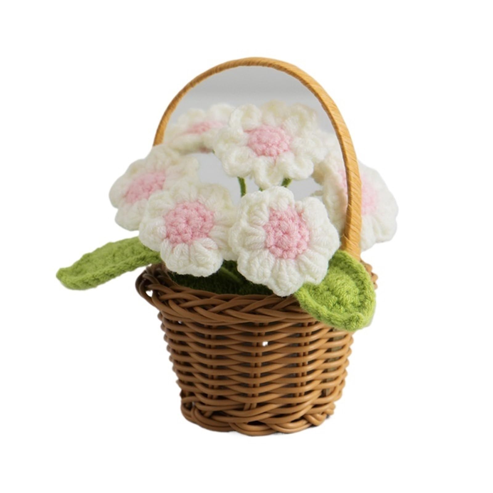 ENWWCH Crochet Flower Cute Finished Woven Sunflowers Potted Hand-knitted Table Home Decor For Home(Color9)