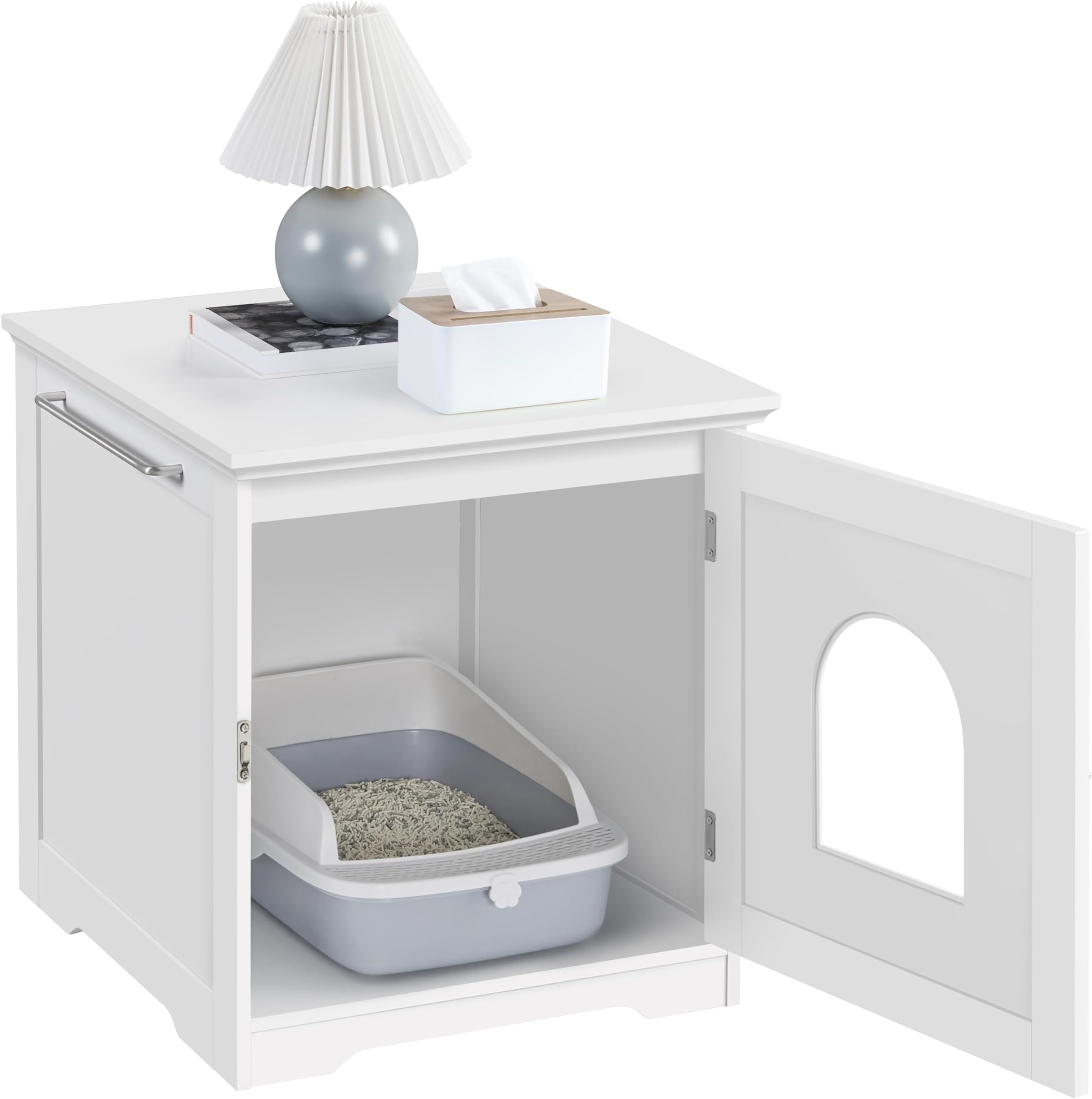 Maison De Toilette Chat - Cache-litière Avec Doubles Portes Blanc