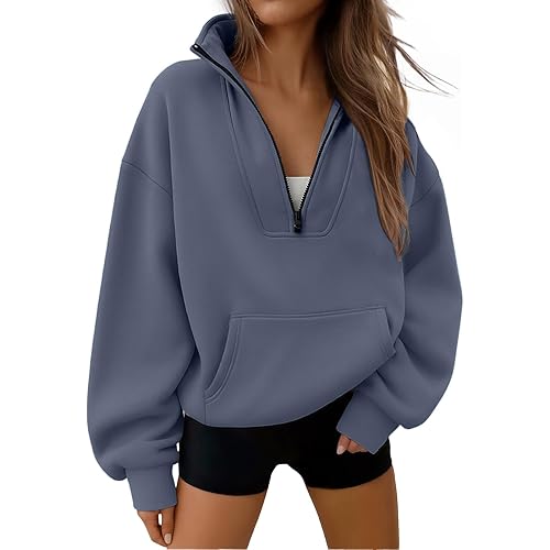 Trendy Queen Womens Sweatshirts Quarter Half Zip Pullover Oversized Hoodies Fall Fashion 2025 Winter Fleece Jackets Sweaters