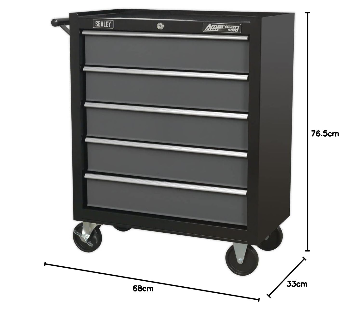 Sealey - Carrello a 5 cassetti con guide con cuscinetti a sfera, colore: Nero/Grigio