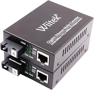 10/100/1000M Fiber Ethernet Media Converter, 10/100/1000Base-T/TX to 1000Base-FX Gigabit Bridging Converter, Single Fiber BIDI SC, SM, 1310nm/1550nm 20km, 1 Pair(A&B)