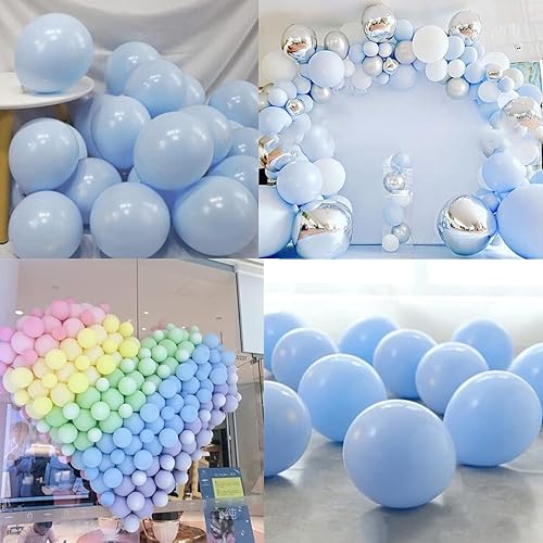 Miniatura 5 de Globos de fiesta azul pastel de 5 pulgadas, 100 mini globos de látex azul macarrón para decoración de cumpleaños, boda, baby shower (azul pastel)