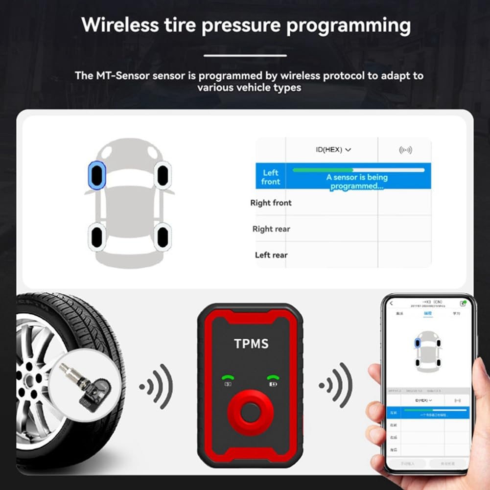Sensor Programable Universal de 315 MHz y 433 MHz en 1, Herramienta de Reemplazo de Presión de Neumáticos para Automóviles TPMS