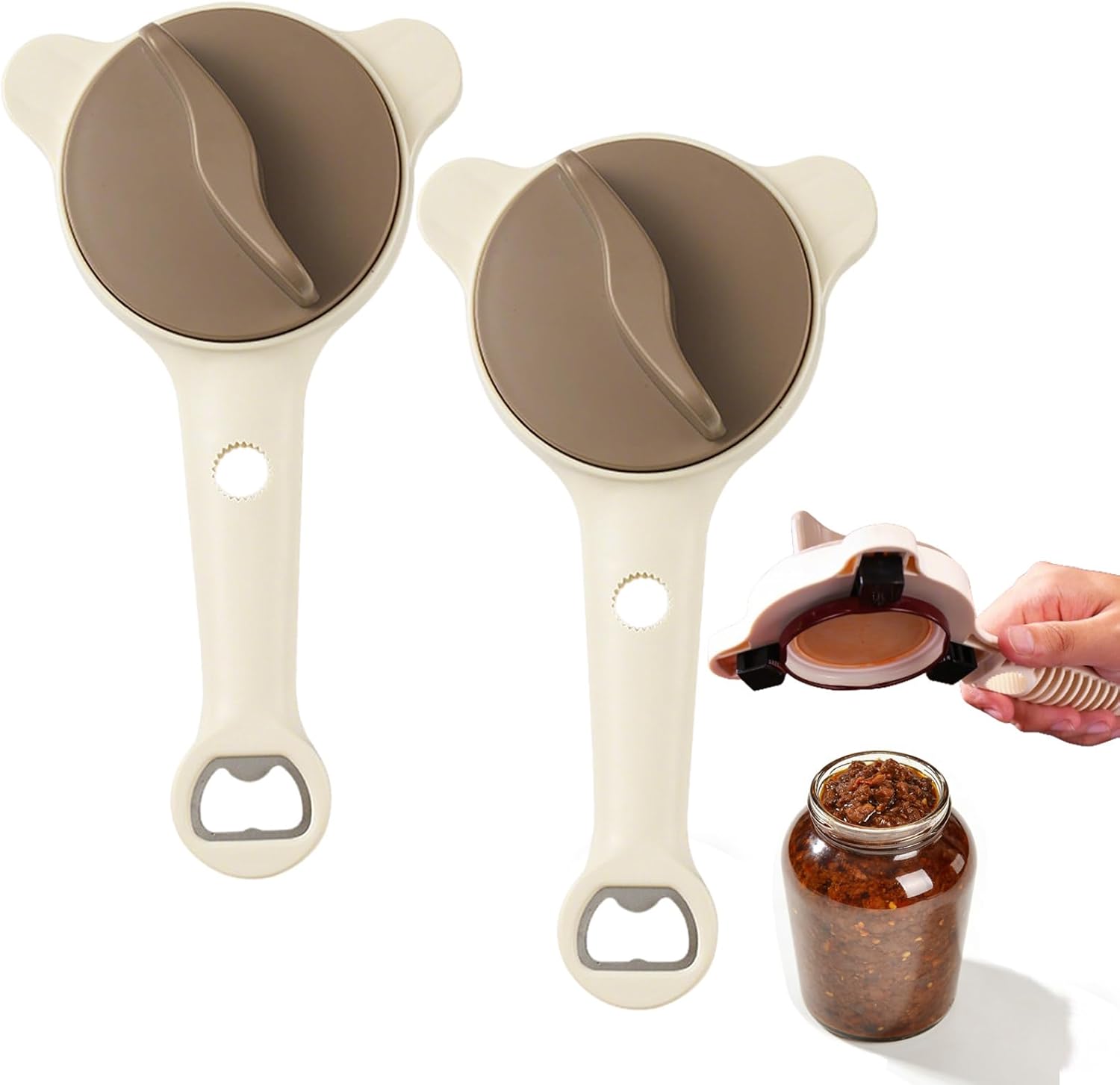 4 in 1 Multi-Purpose Jar Opener, 2026 New 4-in-1 Jar Opener, with Anti-Slip Gears, for The Elderly and Those with Weak Strength, Fits Kitchen Jars, Bottles & Cans (2PCS)
