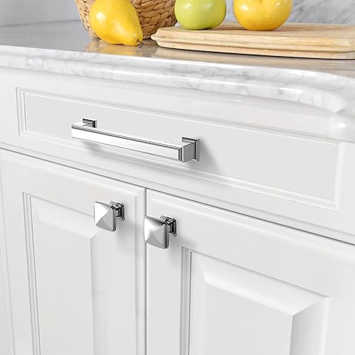 Miniatura 4 de Amerdeco Paquete de 10 pomos de gabinete de cocina de 1-14 pulgadas, pomos de cajón, pomos cromados pulidos para cajones de tocador, perillas y