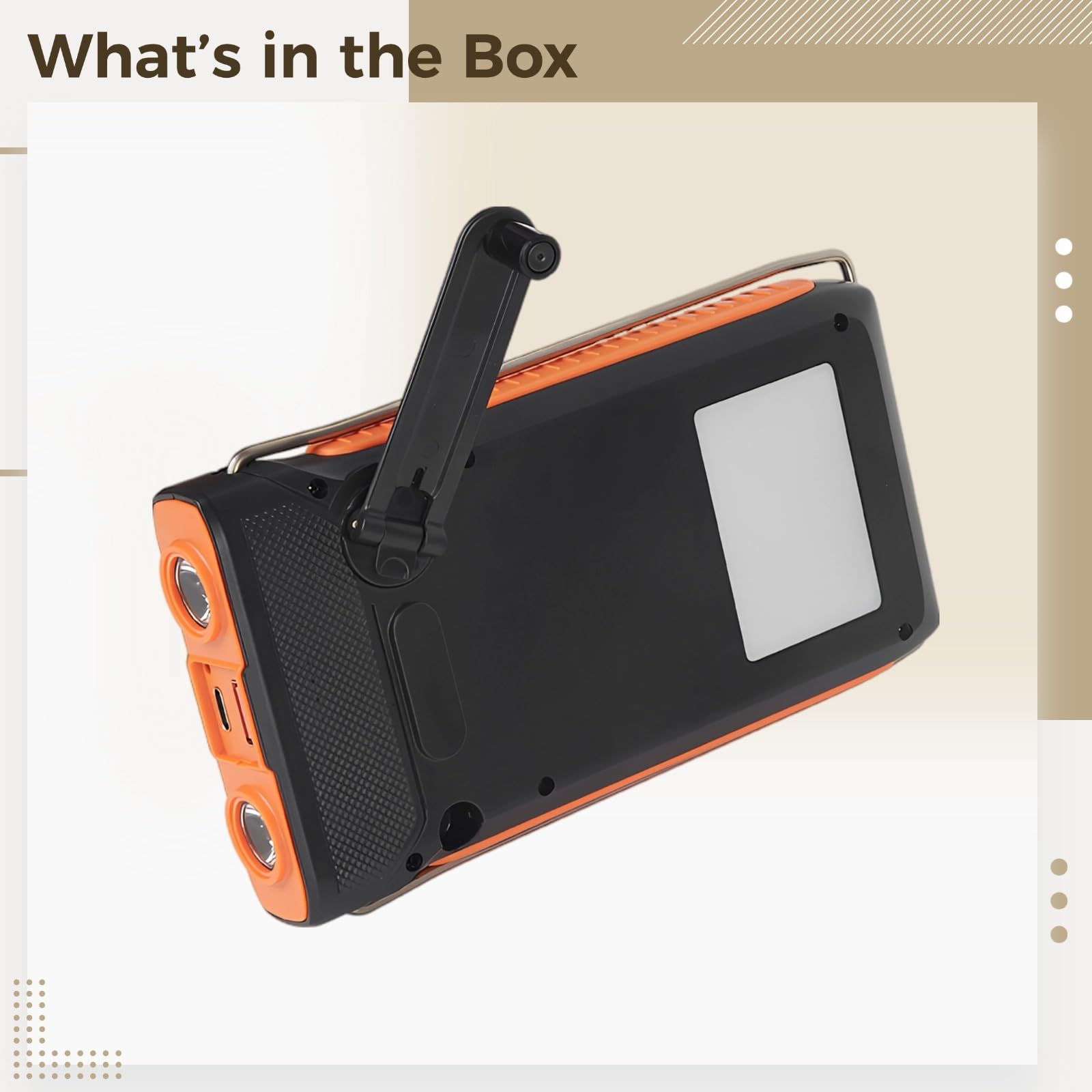 Solarny powerbank z korbą ręczną, przenośna ładowarka z dwoma wyjściami USB, awaryjne źródło zasilania, latarka kempingowa ze światłem do czytania, solidna obudowa ABS