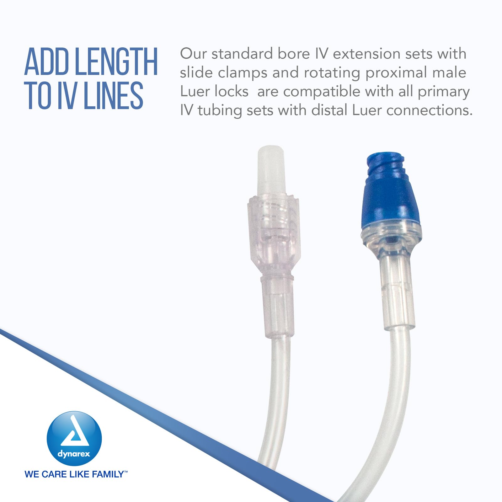 Dynarex 7062 IV Extension Set with NeedleFRee Ll Connector, 8