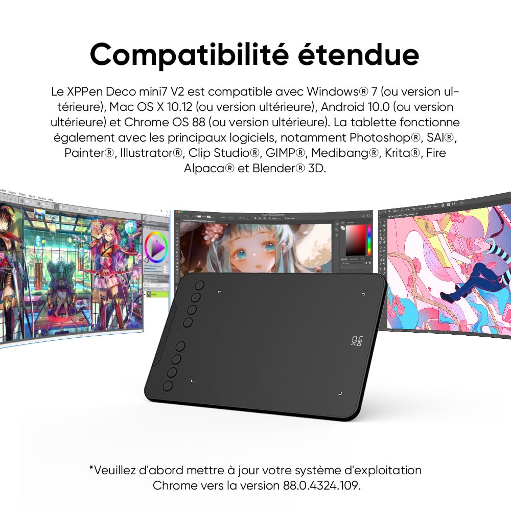 XPPen Deco mini7 v2 Tablette Graphique 7 Pouces 16k Niveaux de Pression Dessin sans Écran