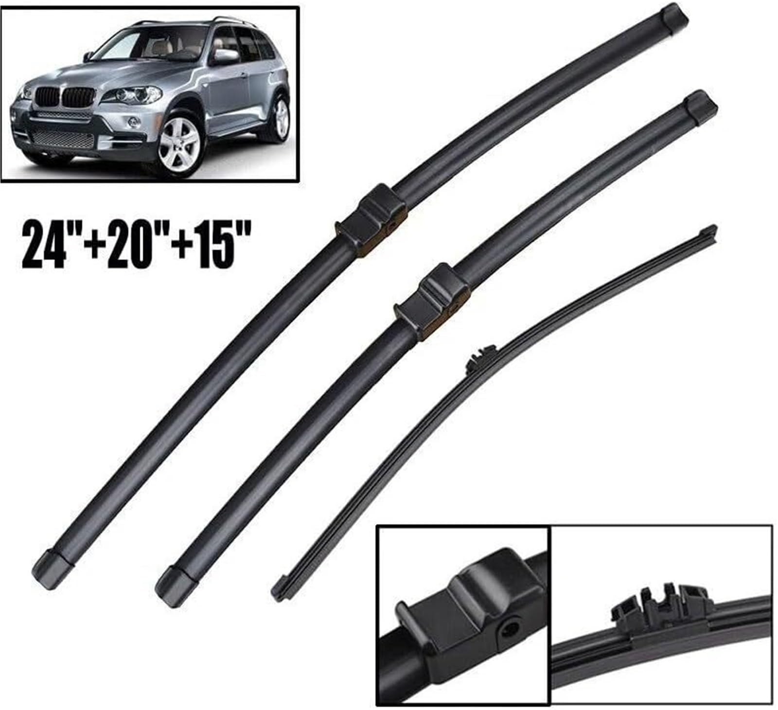 Limpiaparabrisas Juego de escobillas limpiaparabrisas delanteras y traseras para BMW X5 E70 2006-2011