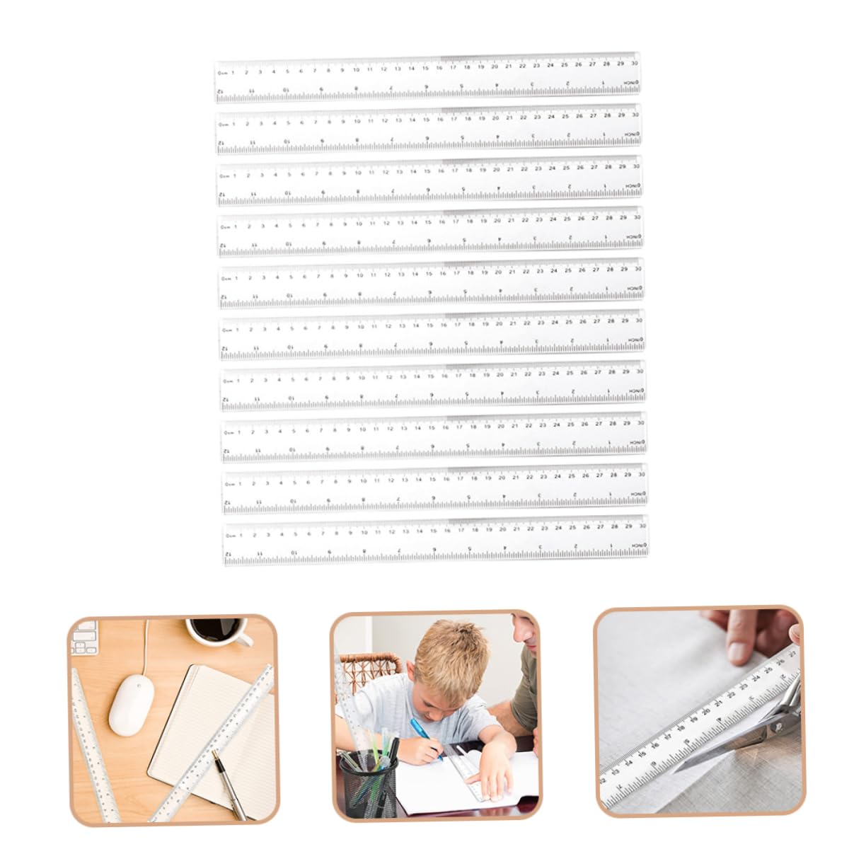 SHINEOFI 20pezzi Righello Trasparente Plastica Righello Metrico Centimetri e Per Studenti e Disegno Tecnico Misurazione Precisa e Portatile Adatto Per Scuola e Ufficio