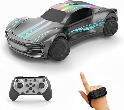 Coche de acrobacias a control remoto, ruedas esféricas, 12 MPH, escala 116, negro con detalles azules