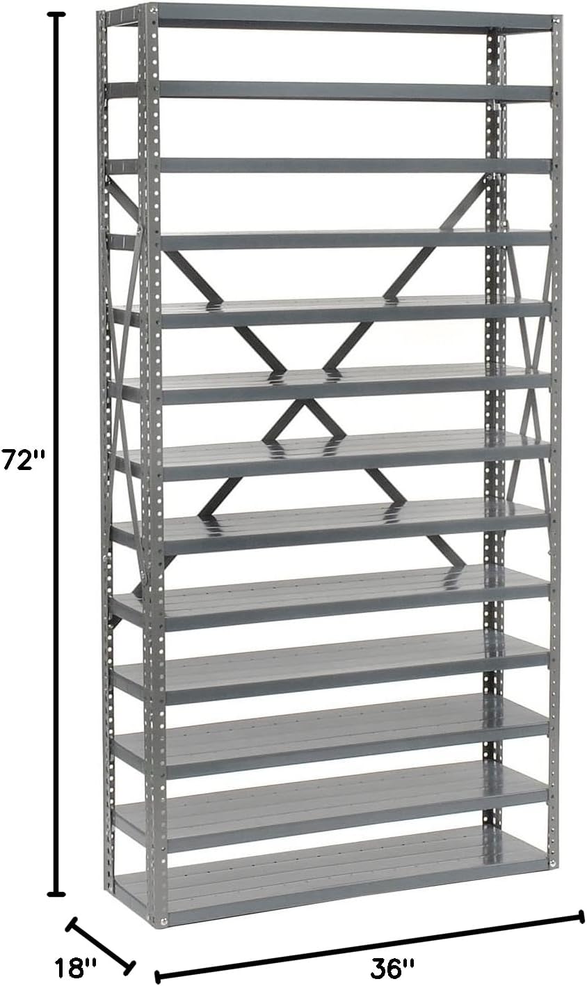 Global Industrial 13 Shelf Steel Shelving with (48) 4" H Plastic Shelf Bins, Yellow, 36x18x72