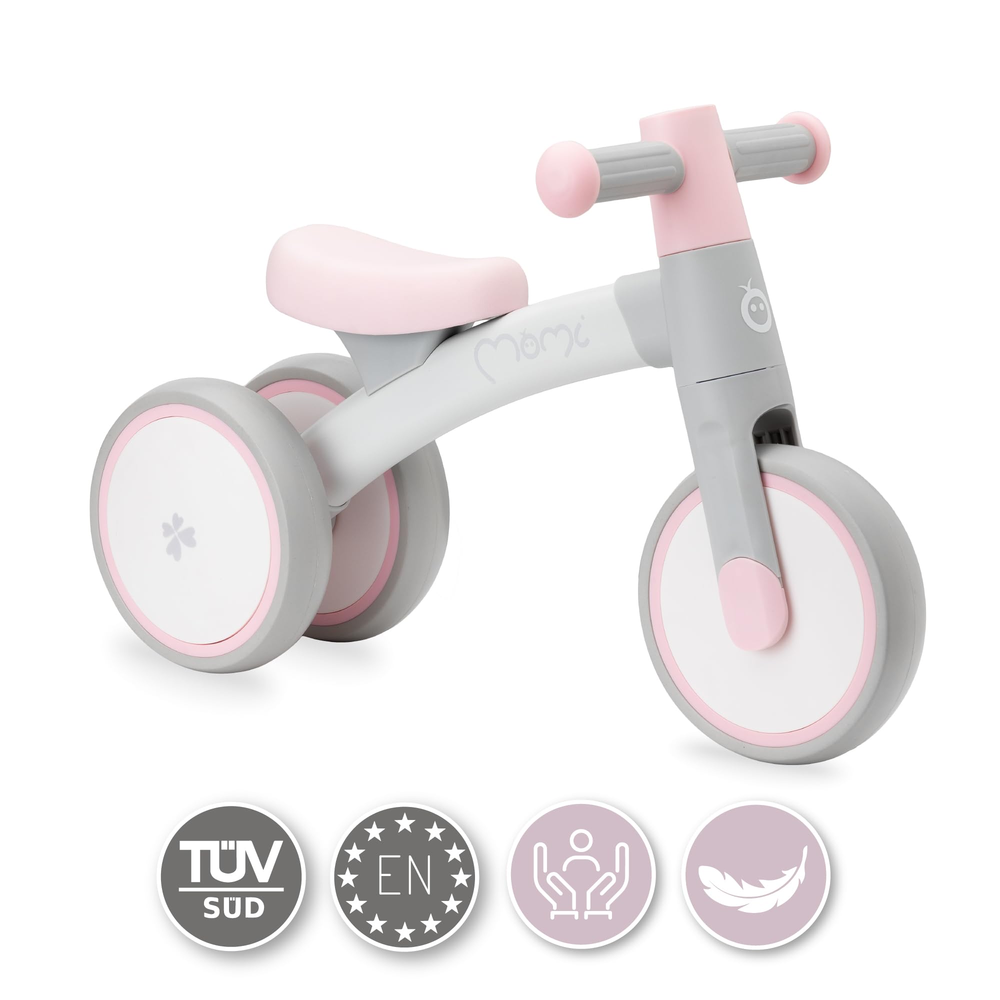 Triciclo senza pedali per bambini MoMi TEDI per bambine e bambini (peso massimo 25 kg), mini bicicletta senza pedali con ruote in plastica resistenti alla foratura, telaio in metallo leggero - 1,2 kg