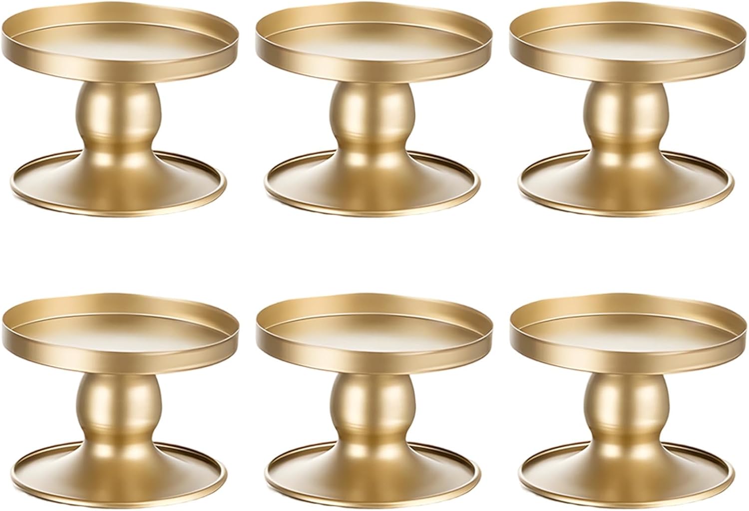 Christmas Gold Candle Holders 6 Pcs, Nordic Bulk Home Decor, Iron Pillar Candles Table Centerpiece