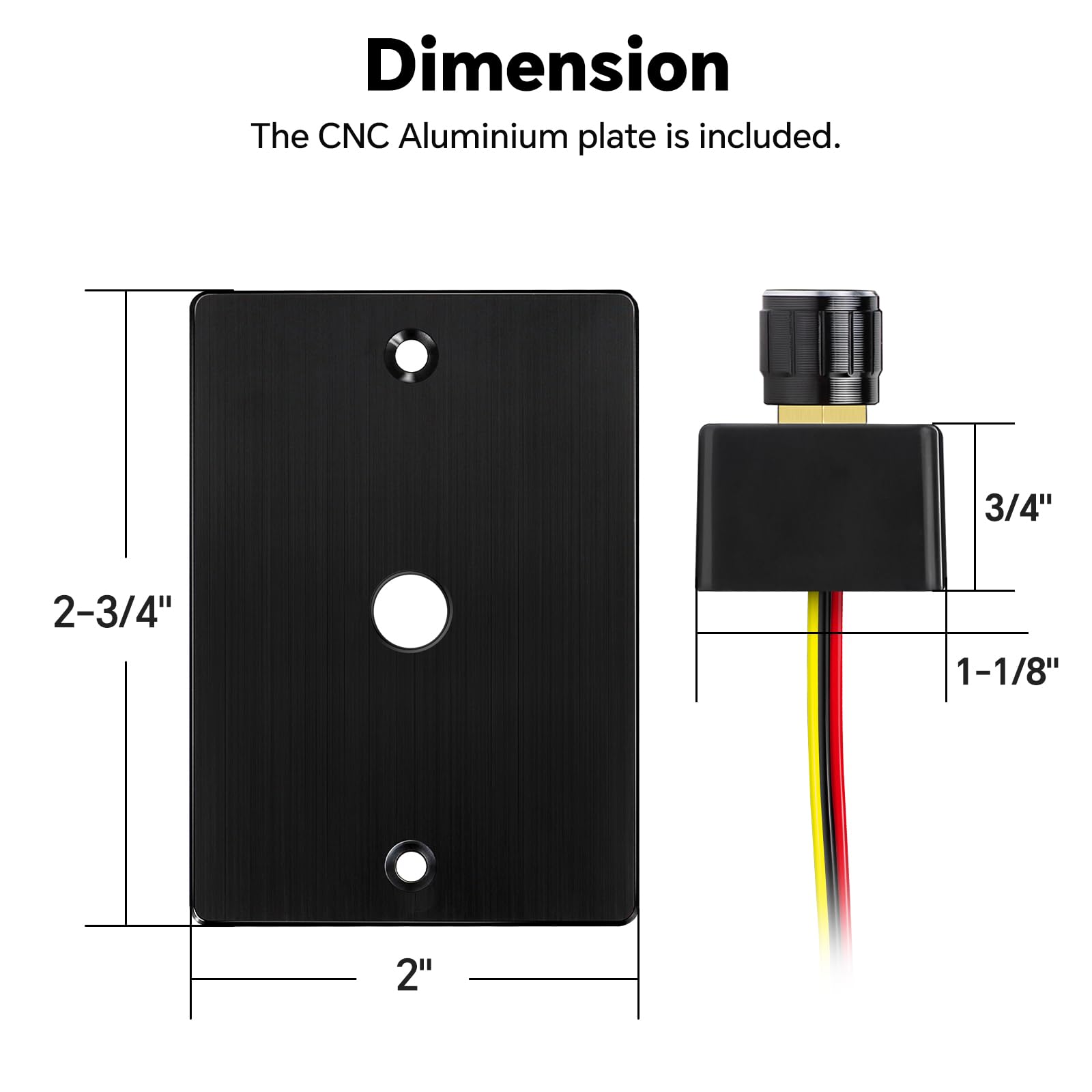 Black Aluminum 12V High-side PWM Dimmer Switch W/ Blue Backlight For LED Strip Light, Halogen, Incandescent - View #3