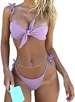 Conjunto de biquíni tropical de duas peças com nó frontal, Roxa, P