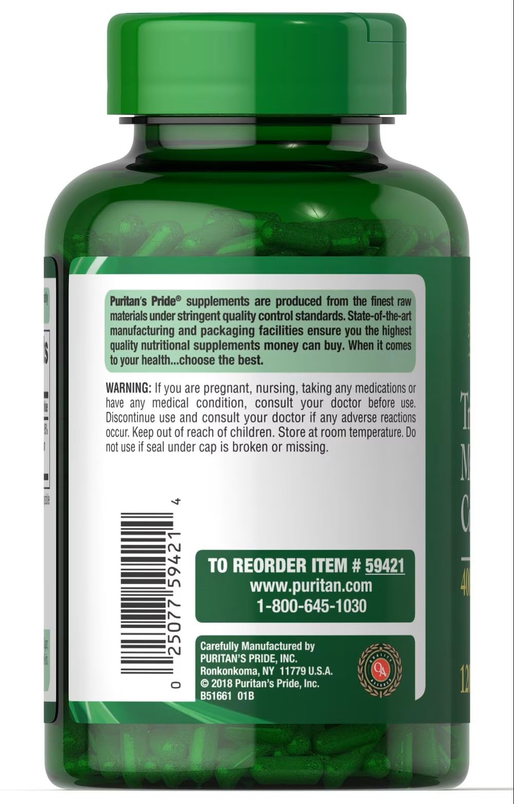 Puritan's Pride Triple Magnesium Complex 400mg, 120 Rapid Release Capsules — Amazon image 2