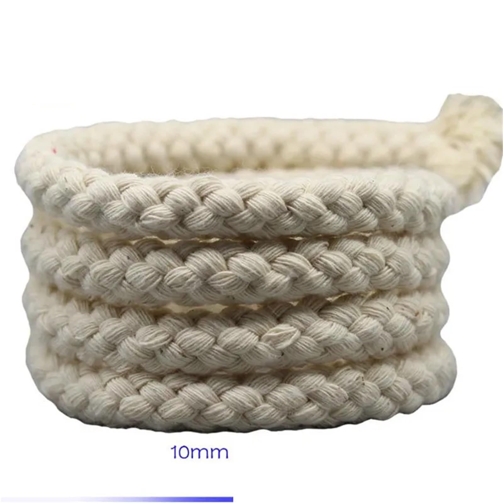 Cordón de algodón Trenzado Cuerda Tejida Hecha a Mano for Bricolaje, roja, Blanca, Negra Atada, cordón con Nudo, decoración de jardín Infantes, 10 mm(Bleached,10 mmX500cm)