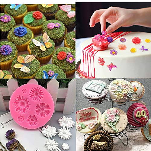 Silicone Mold Flower Silicone Cake Mold,6 Piece,Rose Silicone Mold,Chocolate Mold,Flower Fondant Mold Leaf Mold Silicone For Cupcake, Chocolate,Jelly,Mini Muffins,And Candy Making #TOP4