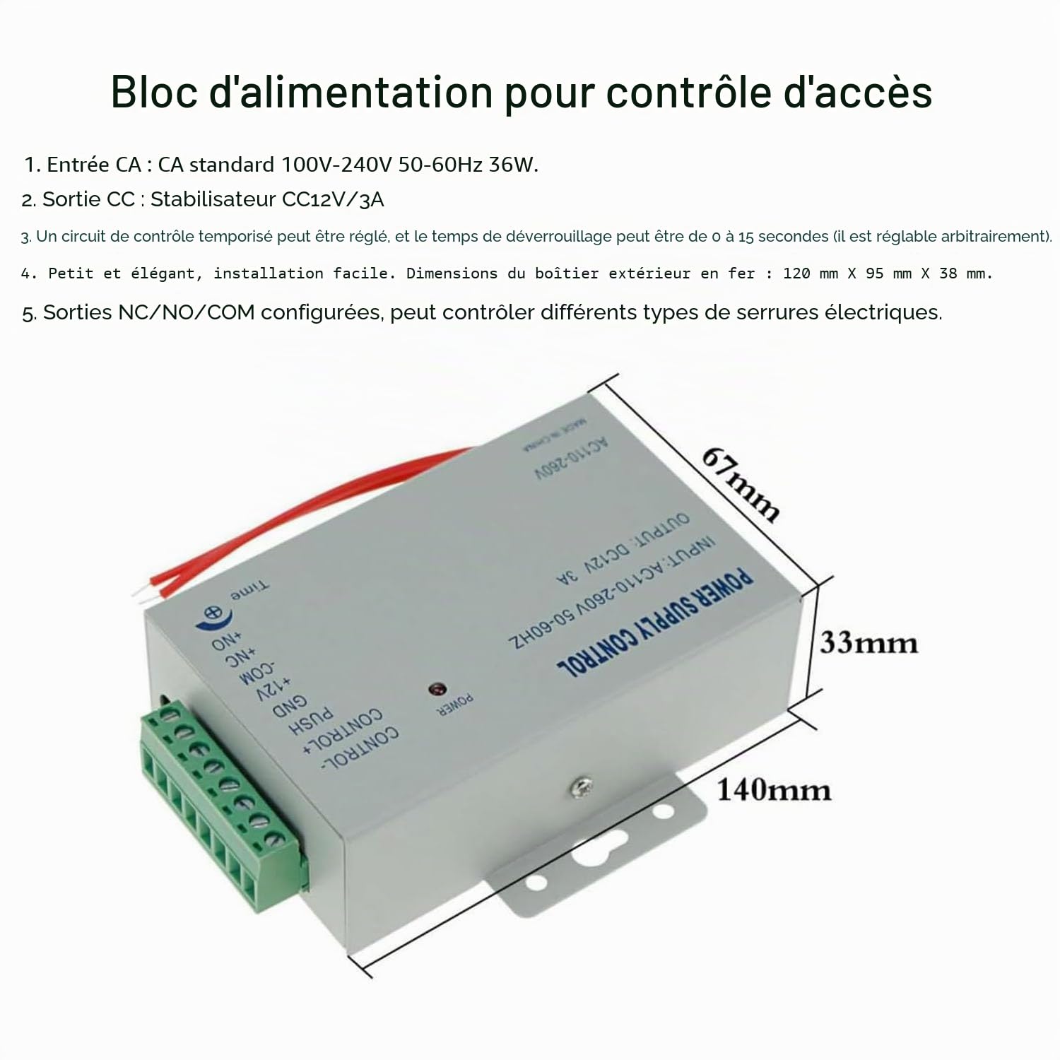 YAVIS Kit WIFI TUYA Avec écran Contrôleur D'accès D'empreintes Digitales étanche Tactile Clavier RFID Lecteur cartes 125KHz/13,56MHz NFC, Verrouillage à Boulon électrique, Alimentation, Sonnette porte