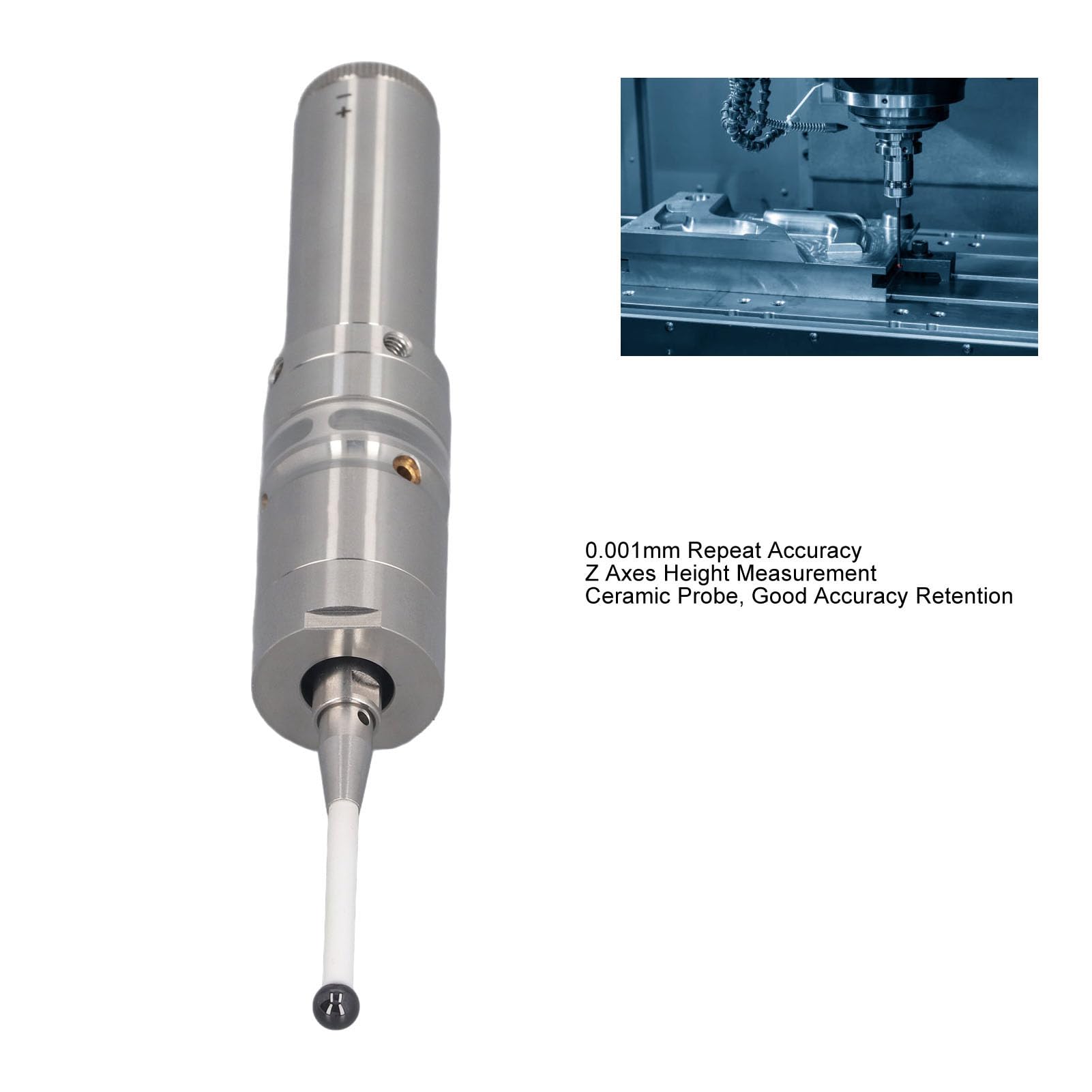 Elektronischer Kantentaster, 3D-Kantentaster, mit Lithiumbatterie Betriebener X-Y-Z-Richtungstaster für CNC-Drehmaschinen, Hochpräziser Kantentaster mit Keramiktaster