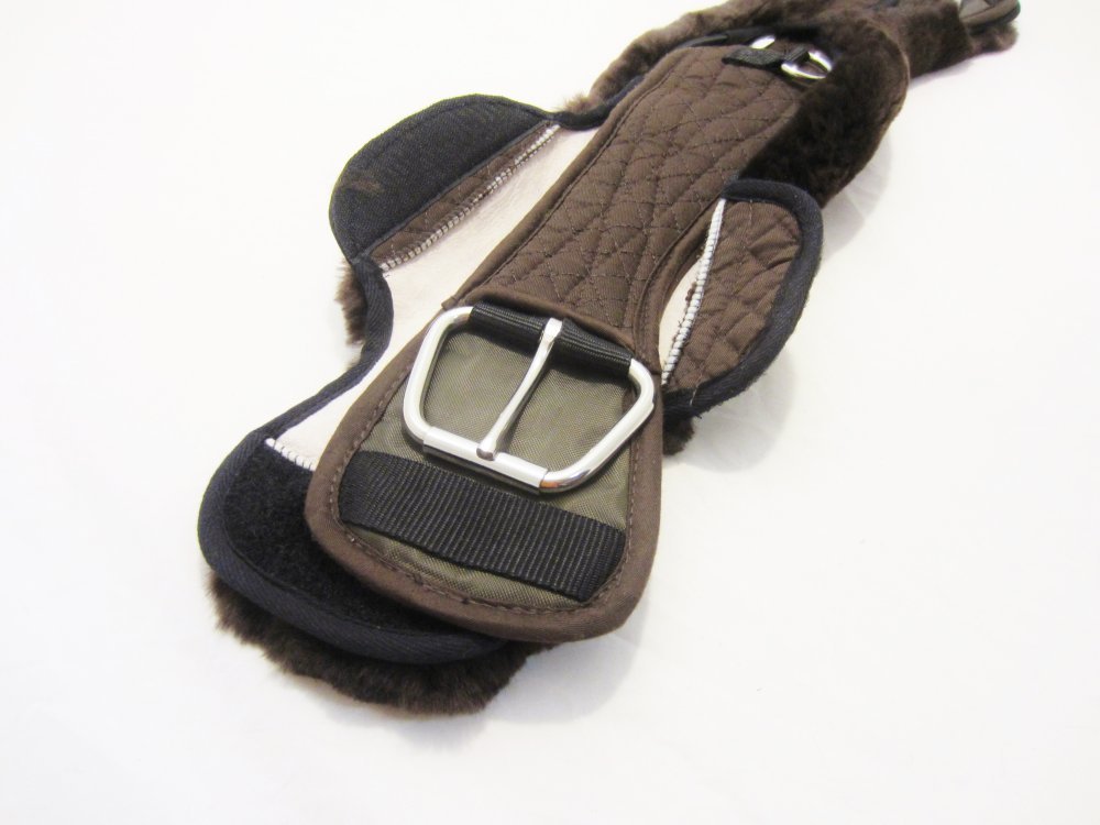 Weicher Western Mondgurt mit Lammfell abnehmbar Sattelgurt braun
