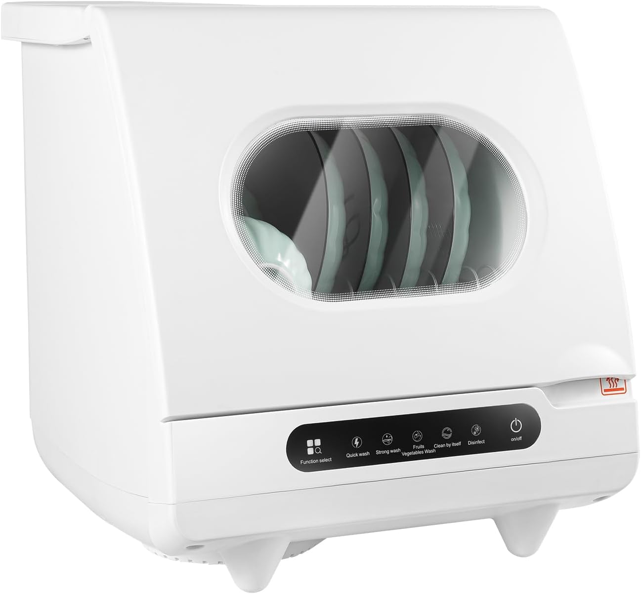 1200W Mini Countertop Dishwasher, Full Panel Control Dish Washing Machine Portable Compact Dish Washing 5 Wash Programs of 2-6 Sets Dishes with 360  Spray Arms for Small-Sized Houses