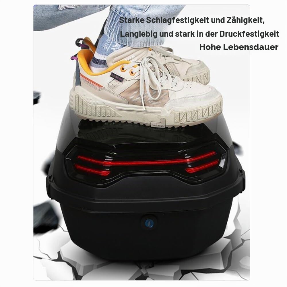 Motorradkoffer Topcase, Topcase Für Roller, Wasserdicht Motorrad Heckbox-mit Installieren Platte & Rückenkissen, Für Lager Helm Großes Gepäck (Farbe : Blau, Größe : 41x40x30cm)