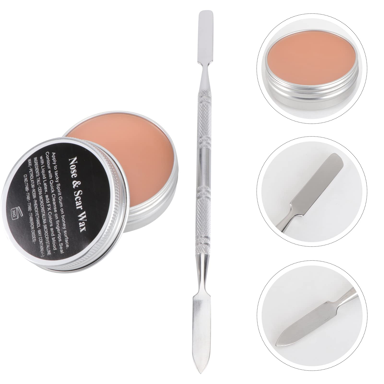 Lurrose Kit de maquillage professionnel pour Halloween - Effets spéciaux - Scène - Faux plaies - Cire avec spatule