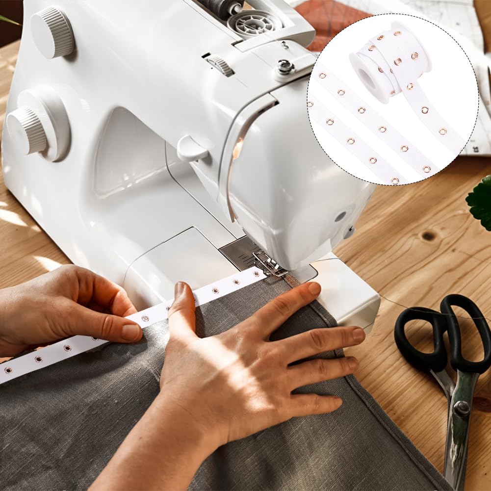 BENECREAT Ruban à Œillets En Polyester Blanc De 5 Mètre Ruban