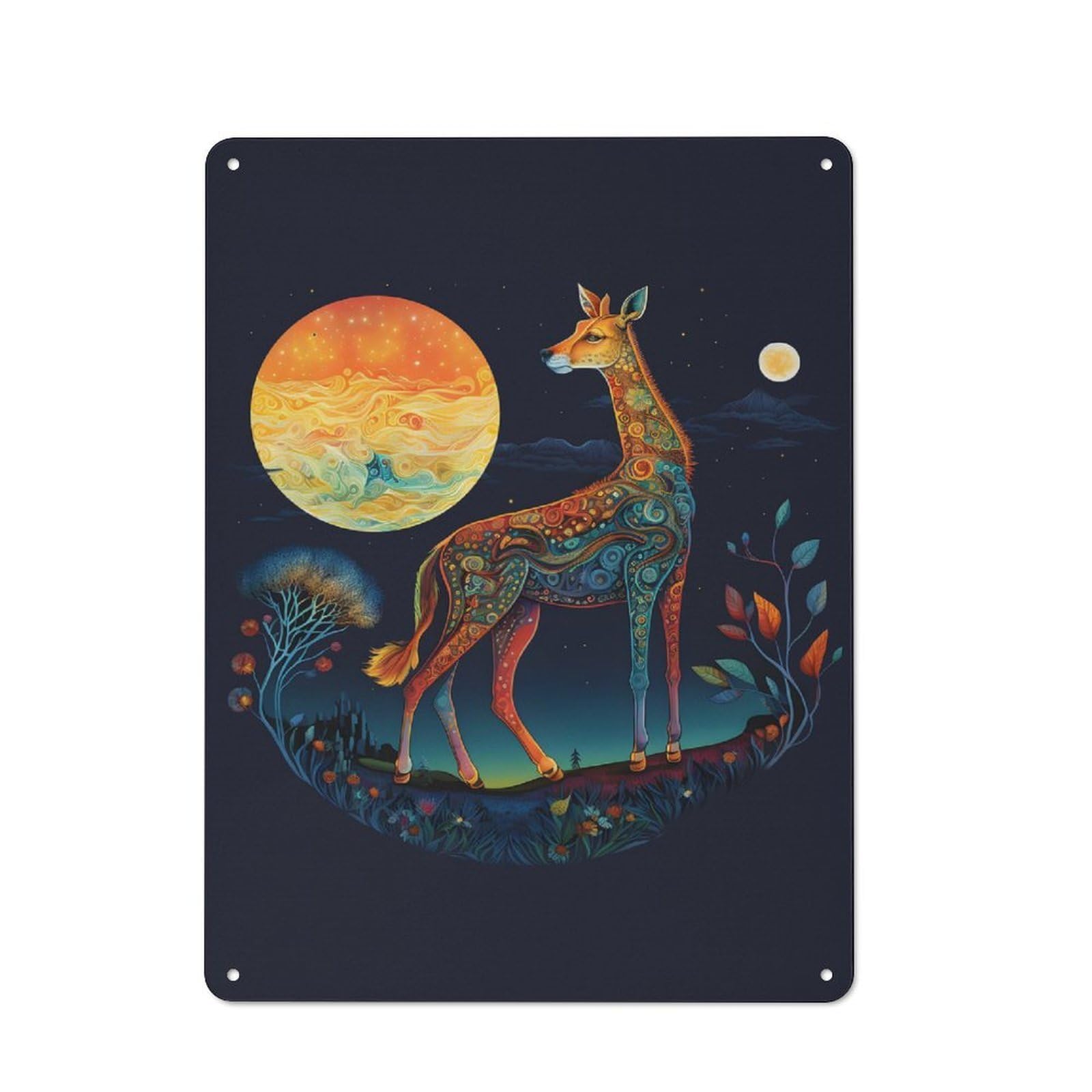 Junmoney Golden Giraffe Rustic Tin Wall Plaque 40X30cm For Kitchen Or Home Bar, A Winter Wall Decor Update For Kitchen Decor Lovers