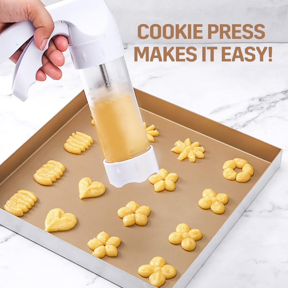 Kekspresspistole, Kekspressen-Set zum Backen, Keksdekorationsset mit 12 Plätzchenpressscheiben und 6 Kuchendekorations-Spritztüllen, Keksbereiter für Weihnachtsfeier