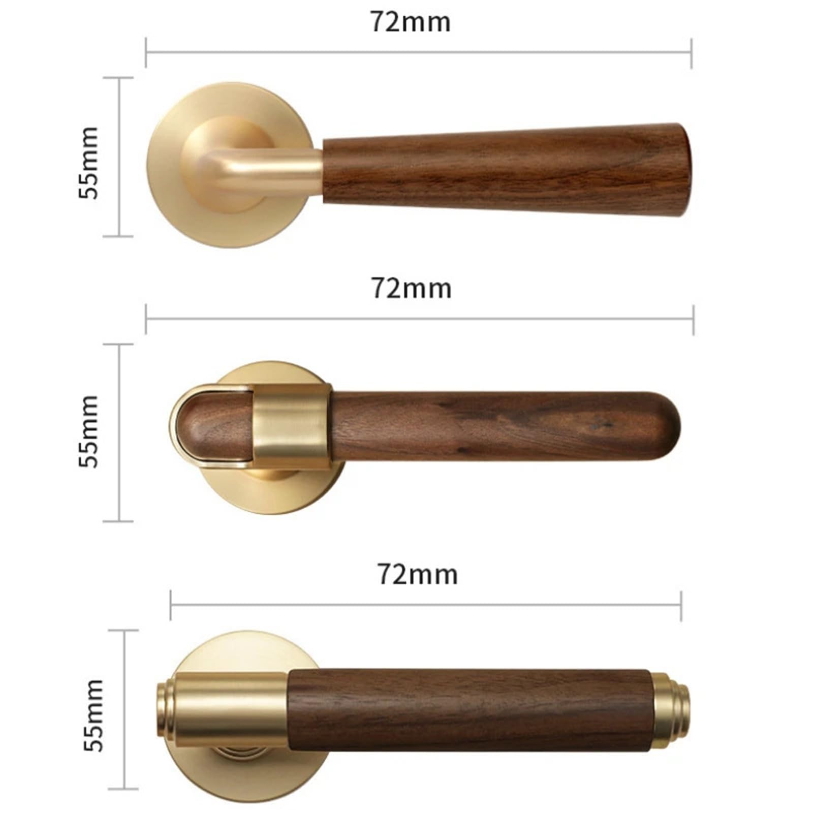 Compatible con cerraduras for puertas de madera de nogal, manilla de estilo retro for dormitorios con función silenciosa for puertas interiores.(Brushed copper A)