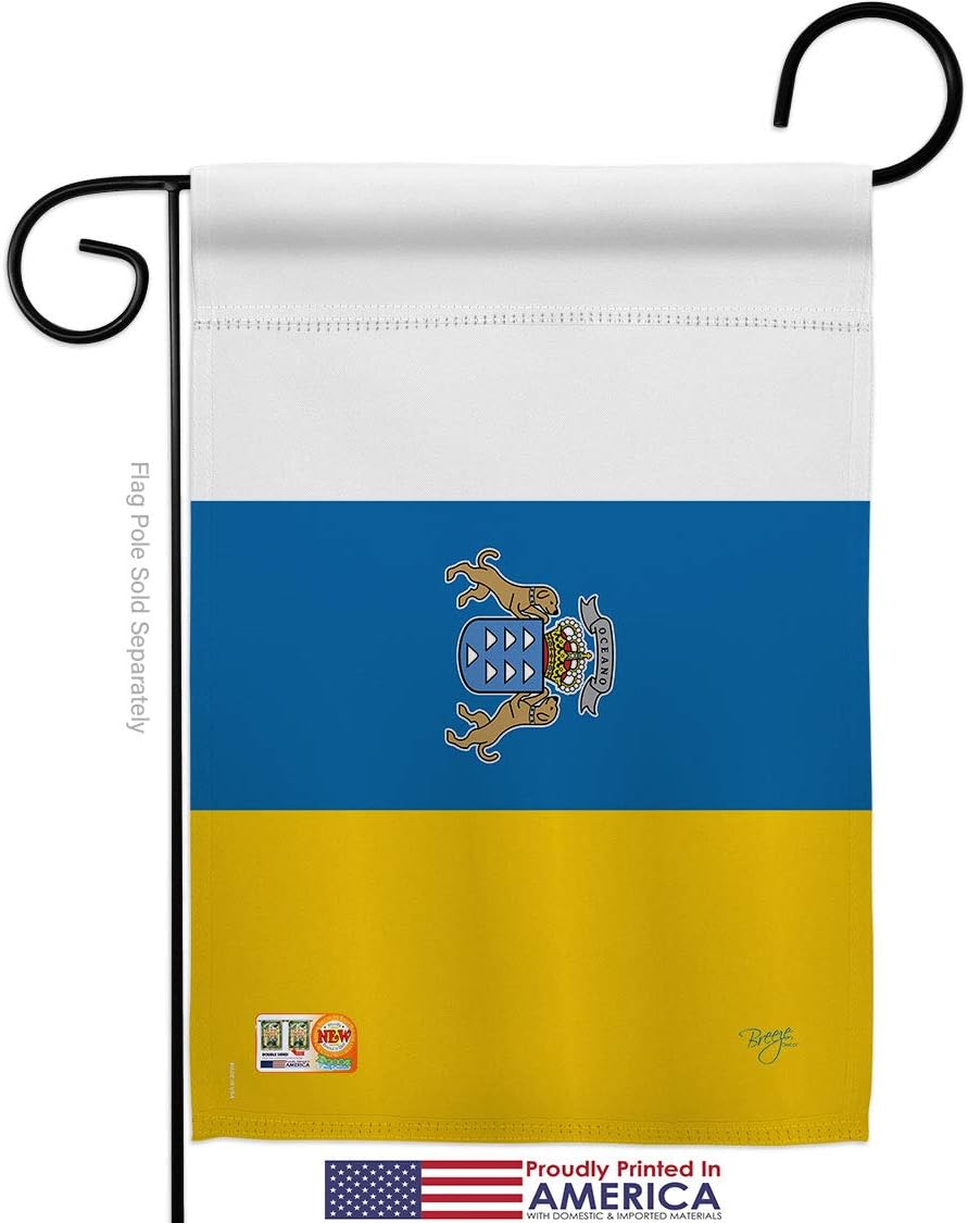 Canary Islands Garden Flag Set Wood Dowel Regional Nationality Nation International World Country Particular Area Small Decorative Gift Yard House Banner Made In USA 13 X 18.5