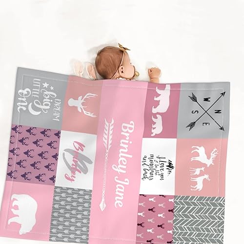Miniatura 6 de Mantas de bebé personalizadas para niños y niñas, manta de bebé personalizada para niñas y niños, manta de bebé personalizada con nombre Woodland