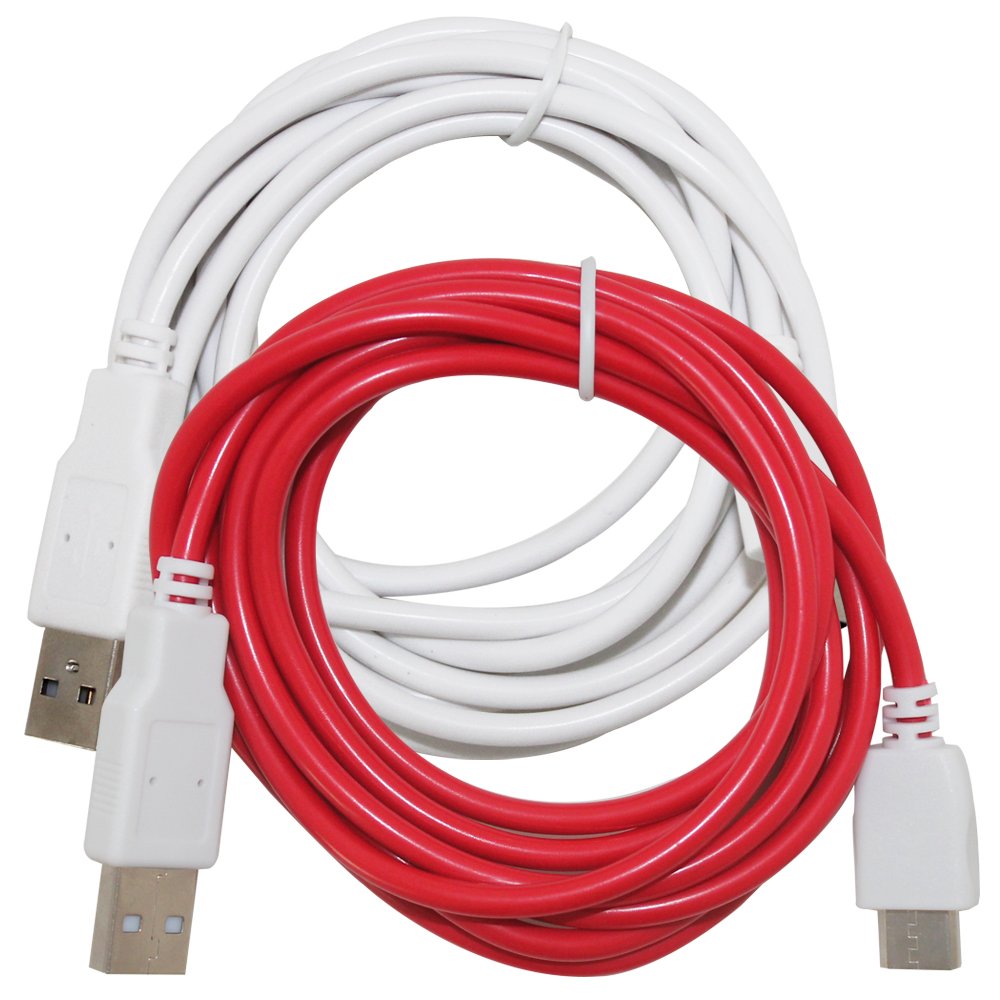 2 Pcs of Charging Cables Compatible NABi Jr, NABi 2S, NABi Dream Tab and NABi XD Tablets, AFUNTA 6.6ft/2m USB Charger Cord - White, Red