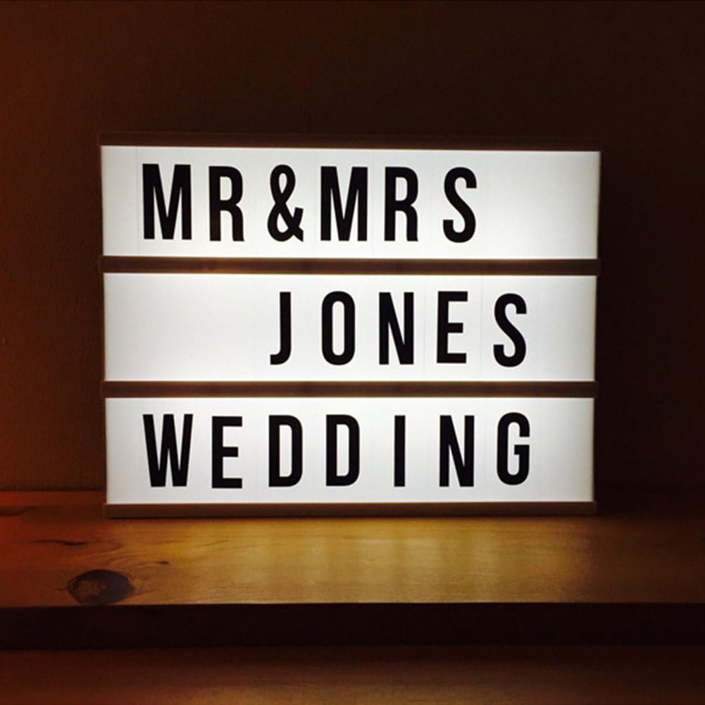 Awkli LED Cinema Light Box A4 Size with 90 Letters Free Combination for Home, Wedding, Birthdays Party, Photoshoots