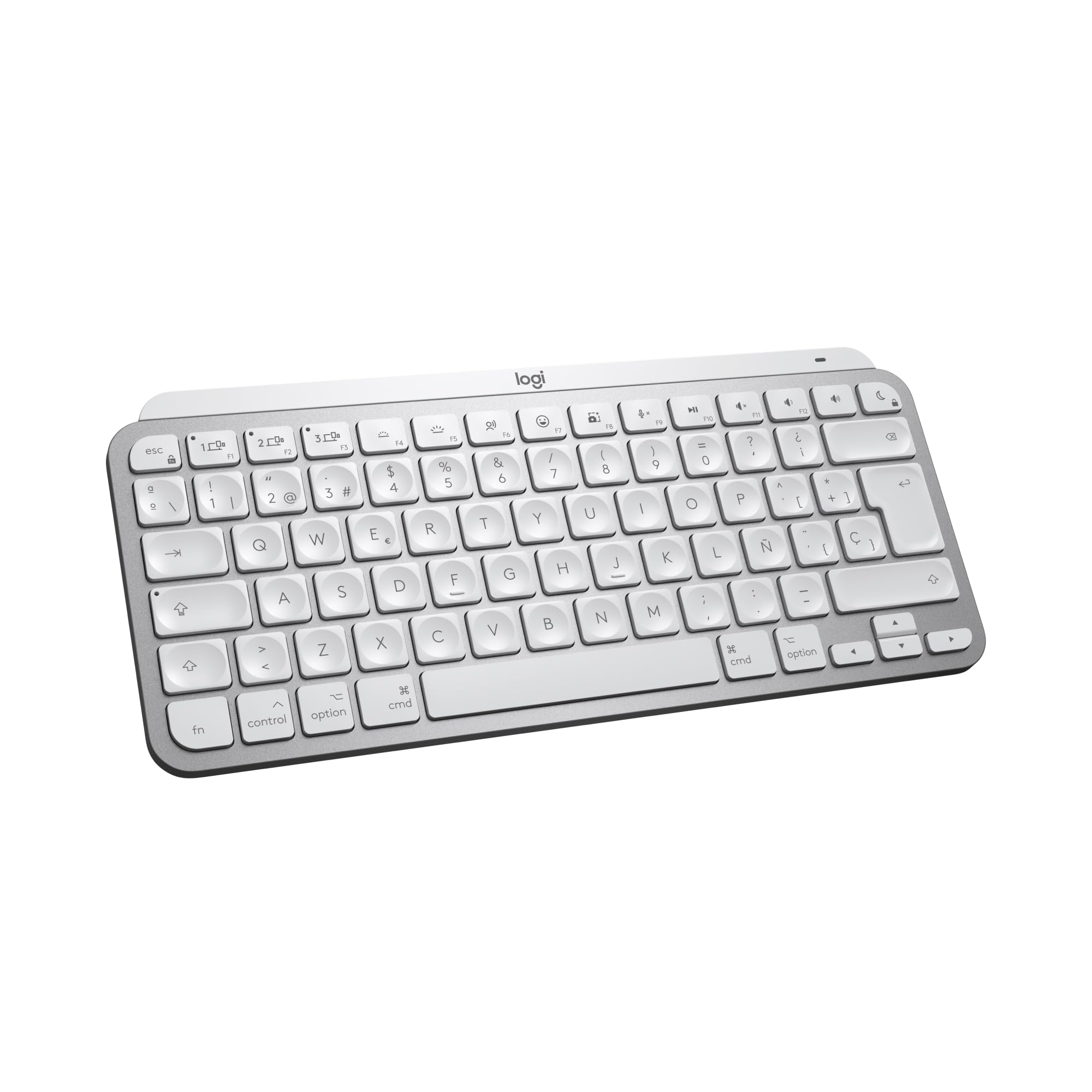 Logitech MX Keys Mini for Mac - Teclado inalámbrico minimalista, Compacto, Bluetooth, Teclas retroiluminadas, USB-C, Compatible con MacBook Pro, Macbook Air, iMac, iPad, QWERTY Español - Gris claro