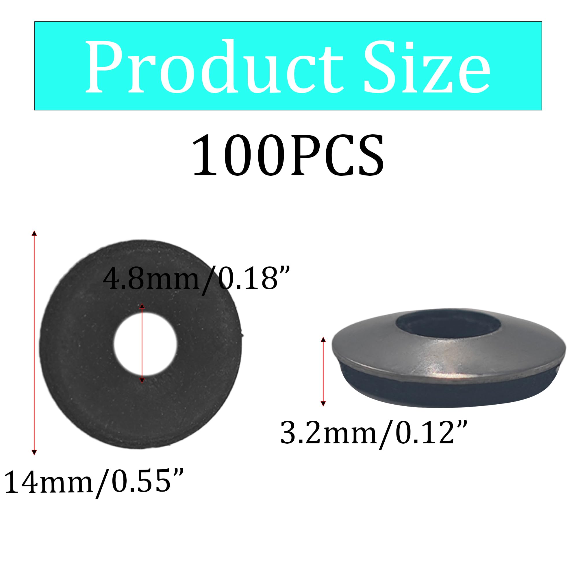 Zaky 120 Stück 304 Edelstahl EPDM Dichtscheibe Neopren-Dichtung für # 4