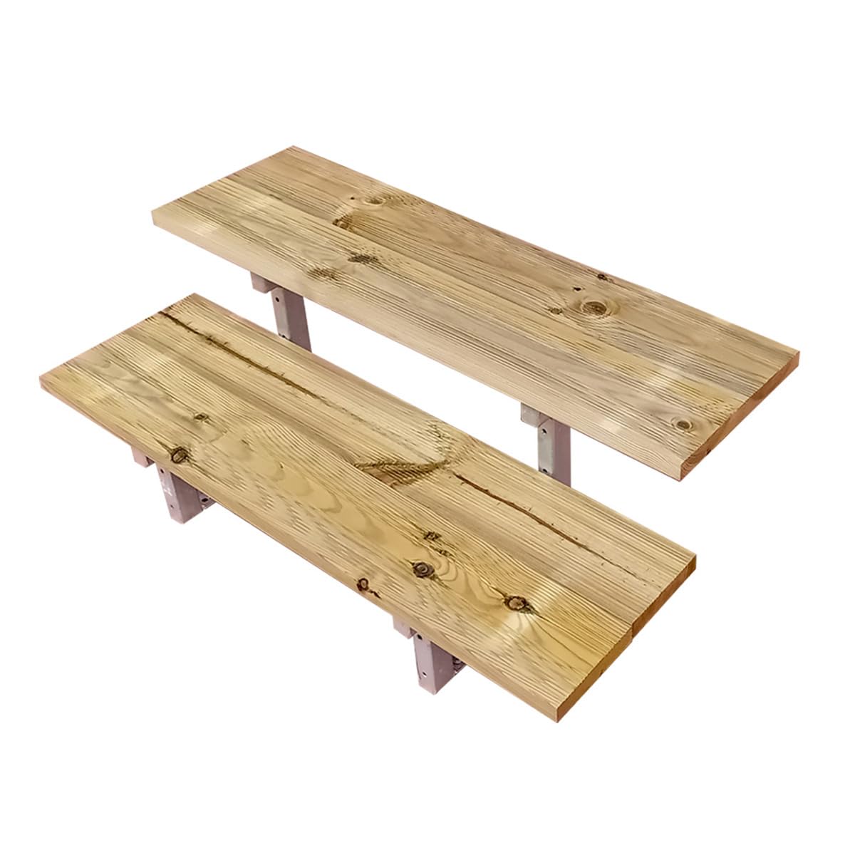 Escalera exterior de metal – 2 peldaños Altura 35 cm – Ancho 60 cm (Tipo C – Escalera de pino autoclave para escalera de metal exterior, 1 cara lisa y 1 cara ranurada)