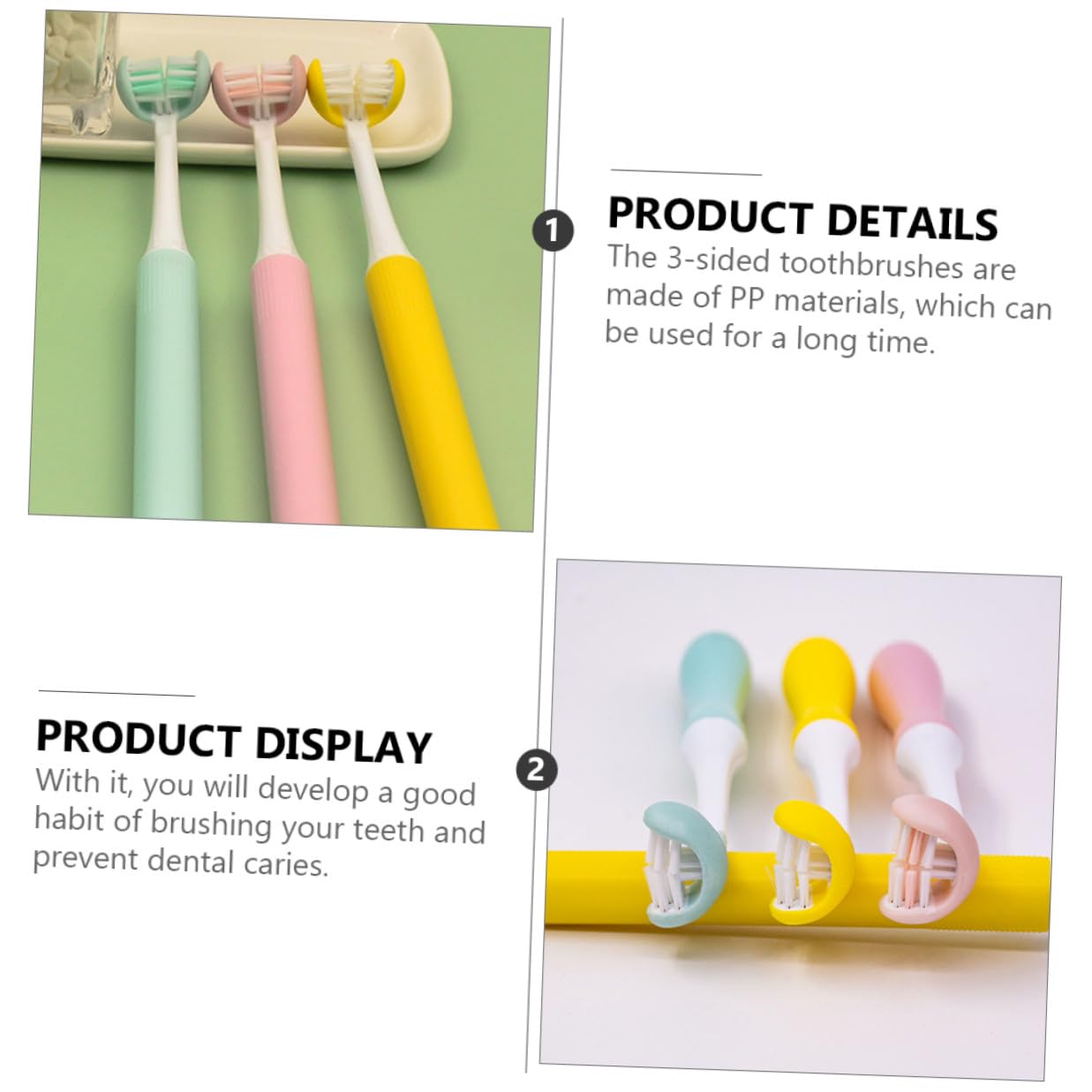ULTECHNOVO Spazzolino da Denti Manuale 3 Lati per Igiene Orale Setole Morbide, Spazzolino per Pulizia Denti Adulti, Ergonomico e Sicuro per Casa e Viaggio, Testina Flessibile