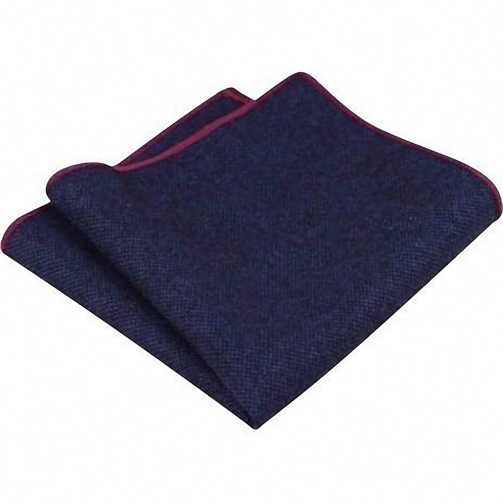 Db Dickie Bow Boys Navy Blue Luxury Wool Pocket Square (Navy Blue) - Suitable For Formalwear, Office, Weddings, Parties, Grooms & Groomsmen Outfits