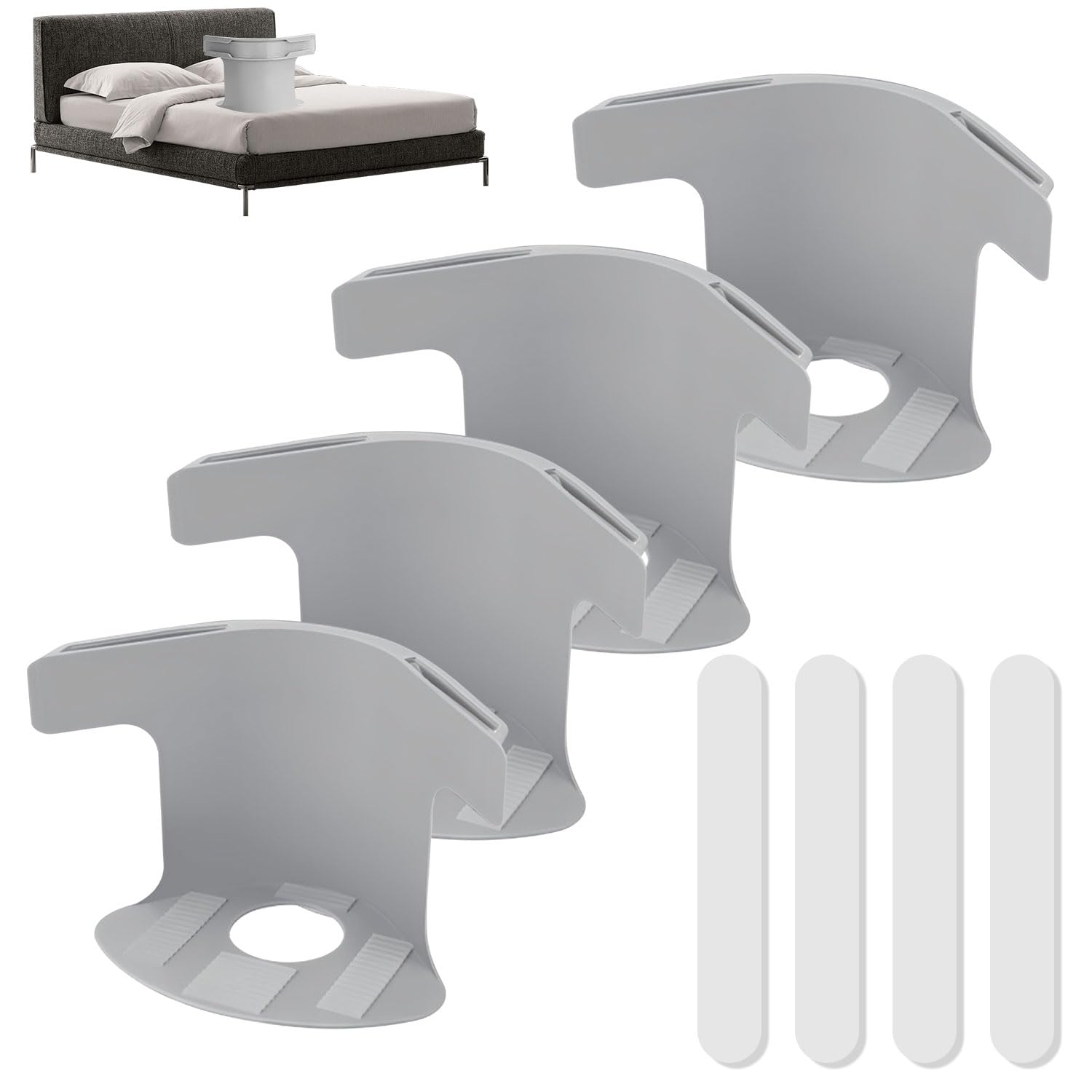 AOTISBAO 4PCS Bed Sheet Holders with Lock Strips, Heavy Duty Mattress Corner Clips, Non-Slip Design, Grey