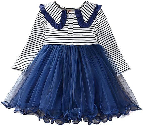 Amazon Littlespring ワンピース キッズ ボーダー チュールスカート 切り替え ドッキングワンピース 姫ドレス ワンピース チュニック 通販